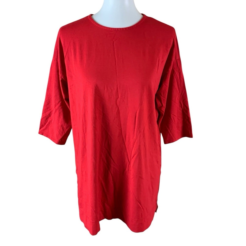 J‎ Jill Luxe Supima Red Ballet Sleeve Tunic Top Soft Stretch Casual Medium